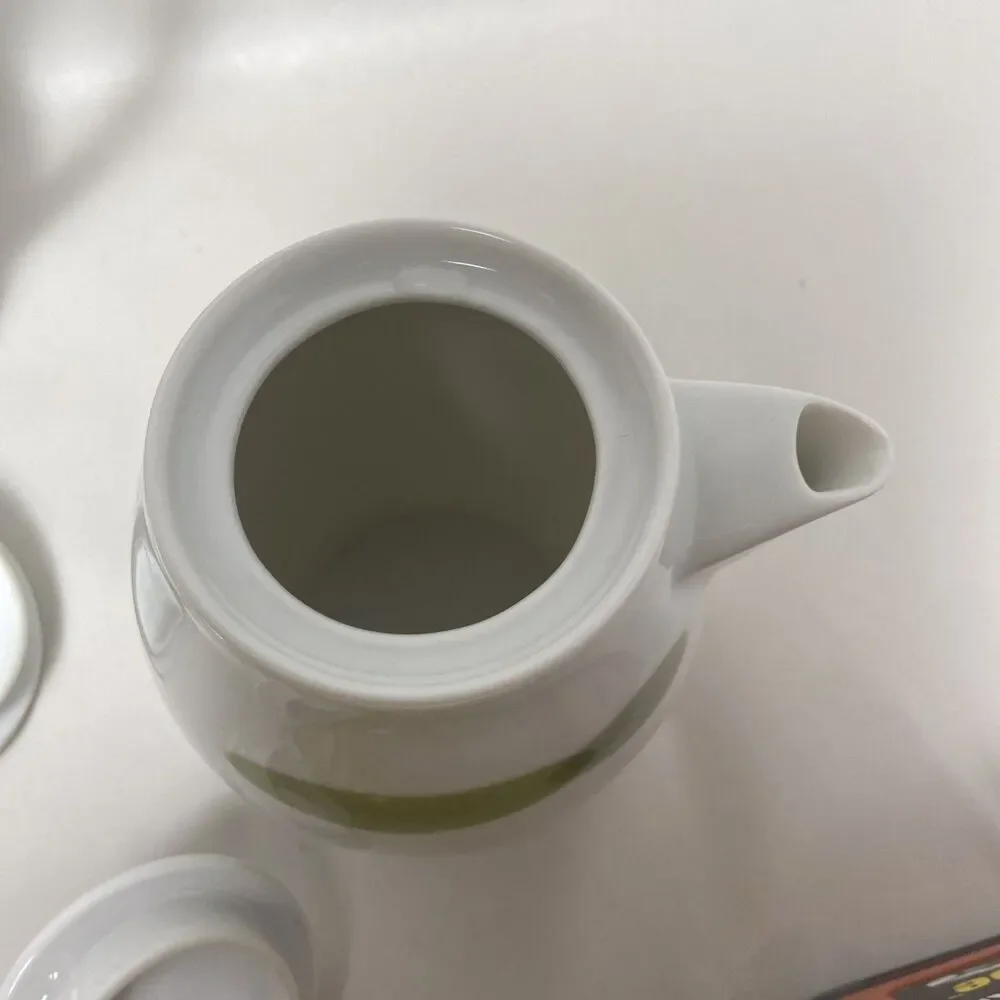 Noritake Green Island Saki Or Tea Pot with Creamer and Sugar Lot of 6  Japan